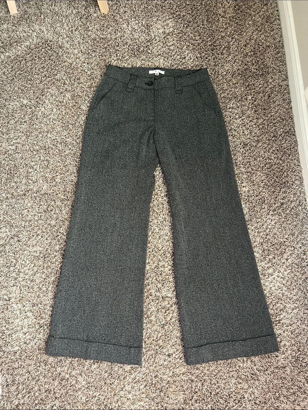 CAbi Charcoal Herringbone Wide Leg Trousers